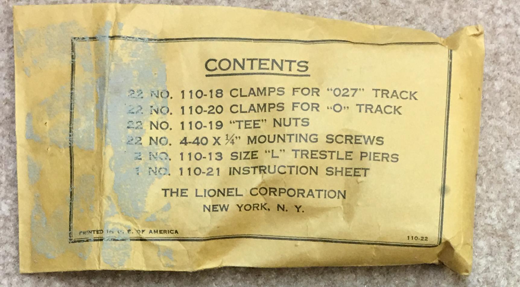 Part Packets POSTWAR, PACKETS, ACCESSORIES – WELCOME TO CORNUCOPIA OF TOY TRAINS